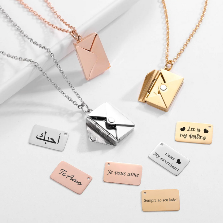 Envelope Pendant Necklace – “Love You” Message Gift for Her