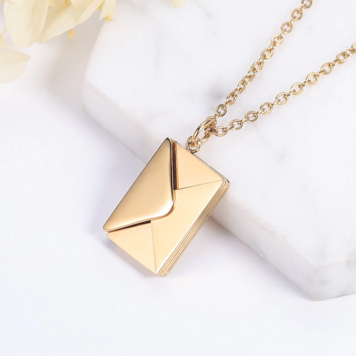 Envelope Pendant Necklace – “Love You” Message Gift for Her