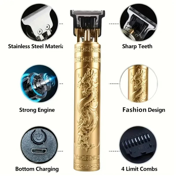 T9 Vintage Electric Hair Trimmer for Men – Rechargeable & Stylish