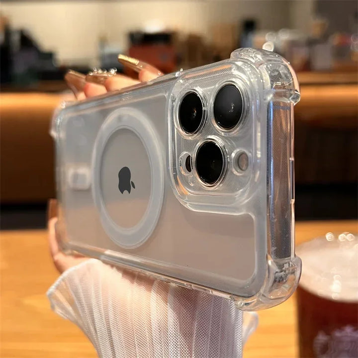 Transparent Magnetic iPhone Case – Magsafe Compatible & Drop Protection