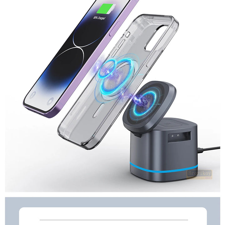 3-in-1 Magnetic Wireless Charger for Apple Devices - 15W Fast Charge