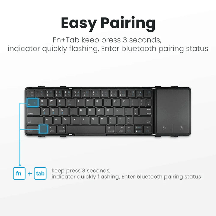 3-Folding Wireless Keyboard with Touchpad