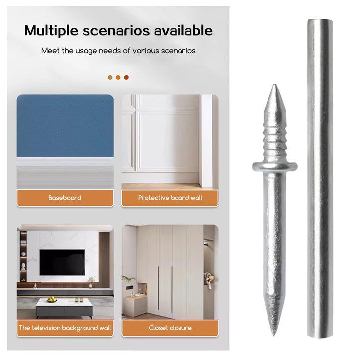 100Pack Double Head Skirting Nails Wooden Steps Thread Seamless Nail Invisible Double Headed Nail for Wooden Skirting Trim