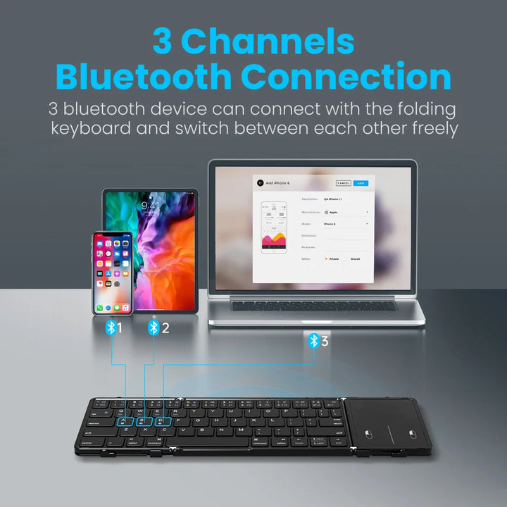 3-Folding Wireless Keyboard with Touchpad