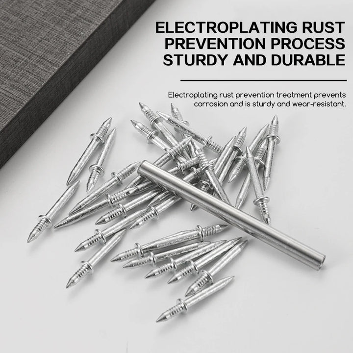 100Pack Double Head Skirting Nails Wooden Steps Thread Seamless Nail Invisible Double Headed Nail for Wooden Skirting Trim