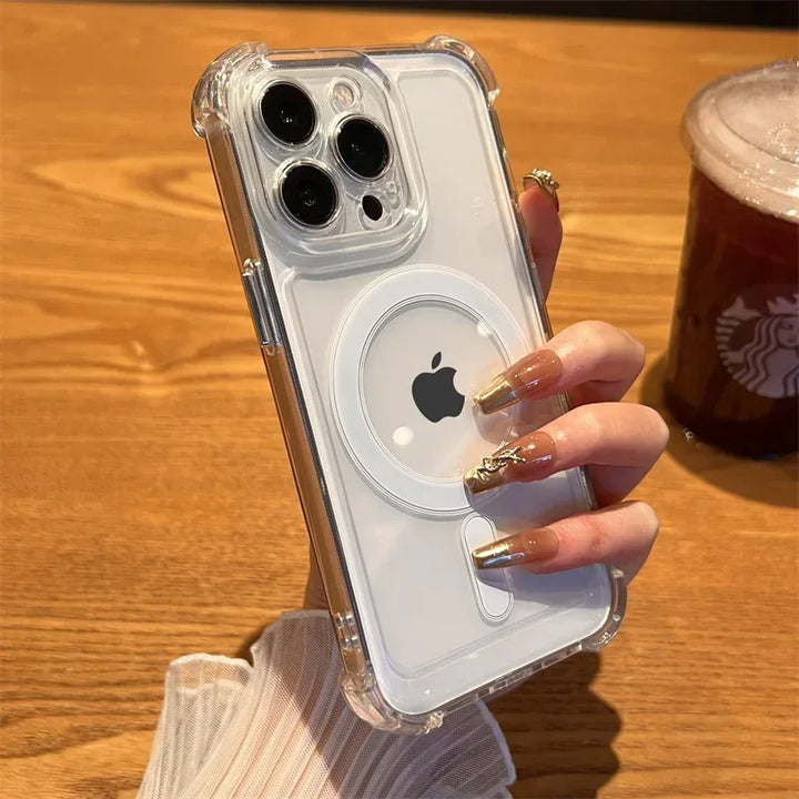 Transparent Magnetic iPhone Case – Magsafe Compatible & Drop Protection