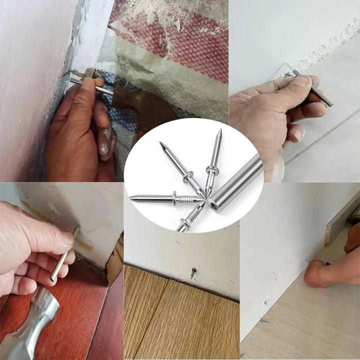 100Pack Double Head Skirting Nails Wooden Steps Thread Seamless Nail Invisible Double Headed Nail for Wooden Skirting Trim