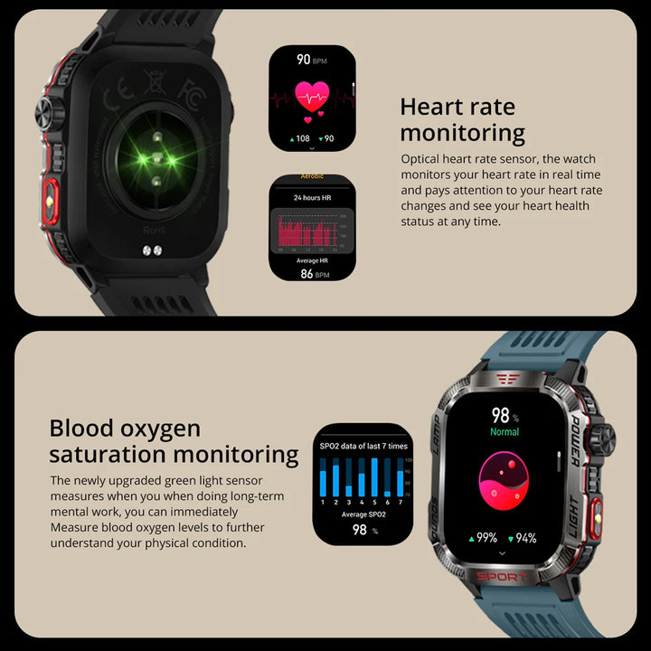 2024 Outdoor Smartwatch with Fitness Tracker & Bluetooth Calls
