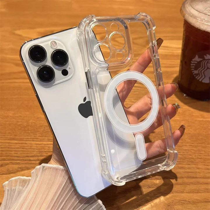 Transparent Magnetic iPhone Case – Magsafe Compatible & Drop Protection