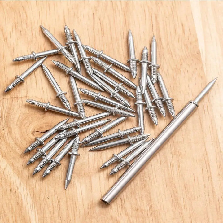 100Pack Double Head Skirting Nails Wooden Steps Thread Seamless Nail Invisible Double Headed Nail for Wooden Skirting Trim
