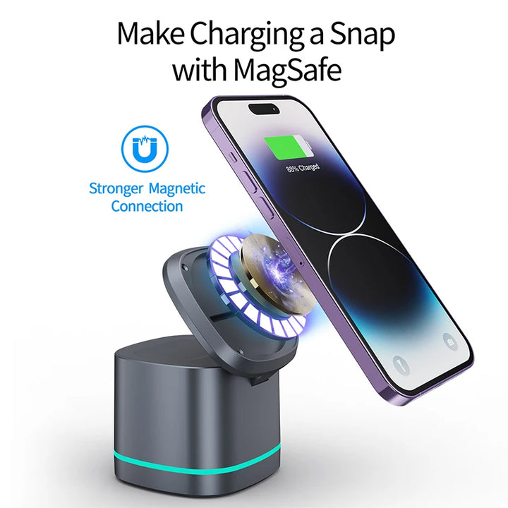 3-in-1 Magnetic Wireless Charger for Apple Devices - 15W Fast Charge