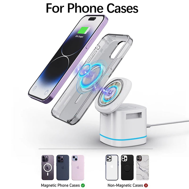 3-in-1 Magnetic Wireless Charger for Apple Devices - 15W Fast Charge