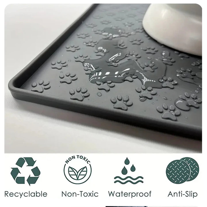 Waterproof Pet Food Mat – Non-Slip Silicone Bowl Pad for Dogs & Cats