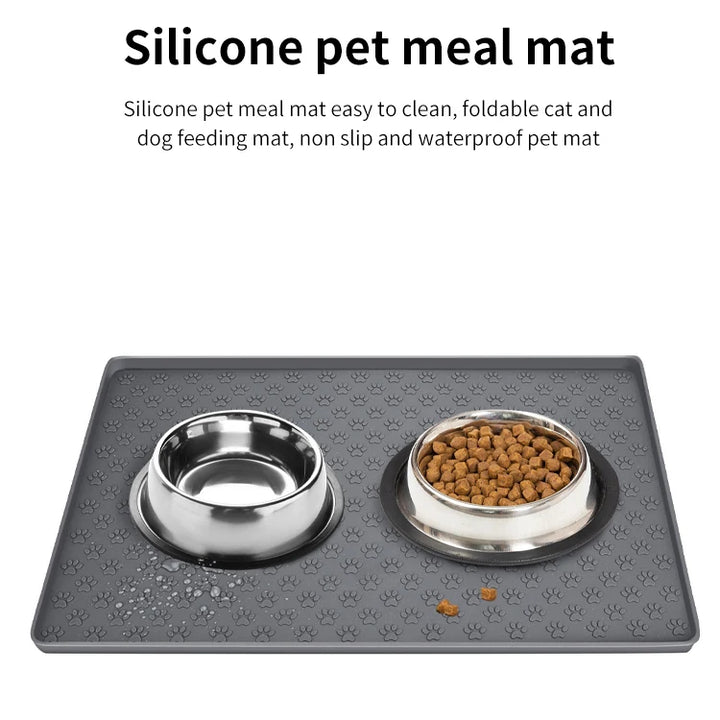 Waterproof Pet Food Mat – Non-Slip Silicone Bowl Pad for Dogs & Cats