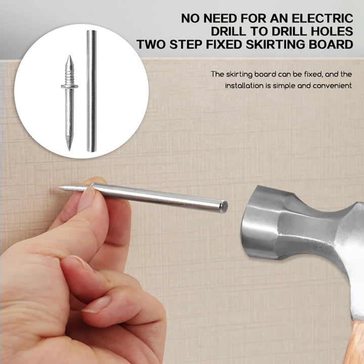 100Pack Double Head Skirting Nails Wooden Steps Thread Seamless Nail Invisible Double Headed Nail for Wooden Skirting Trim